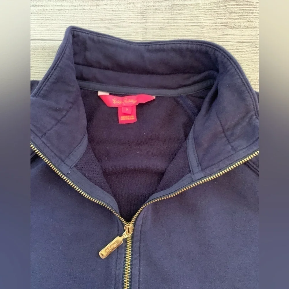 Lilly Pulitzer Women's Navy Blue 1/2 Zip Skipper Popover Pullover in Size Small